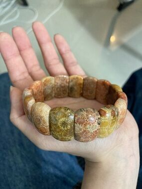 Coral Stone Jasper Stretch Bracelet - Multicolor